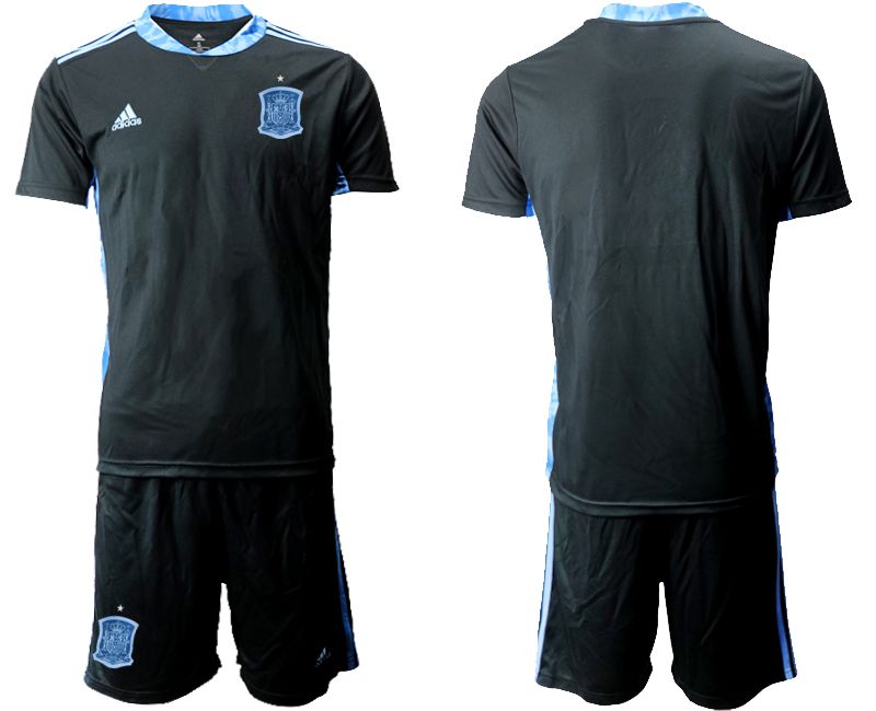 Men 2021 World Cup National Spain black goalkeeper Soccer Jerseys->spain jersey->Soccer Country Jersey
